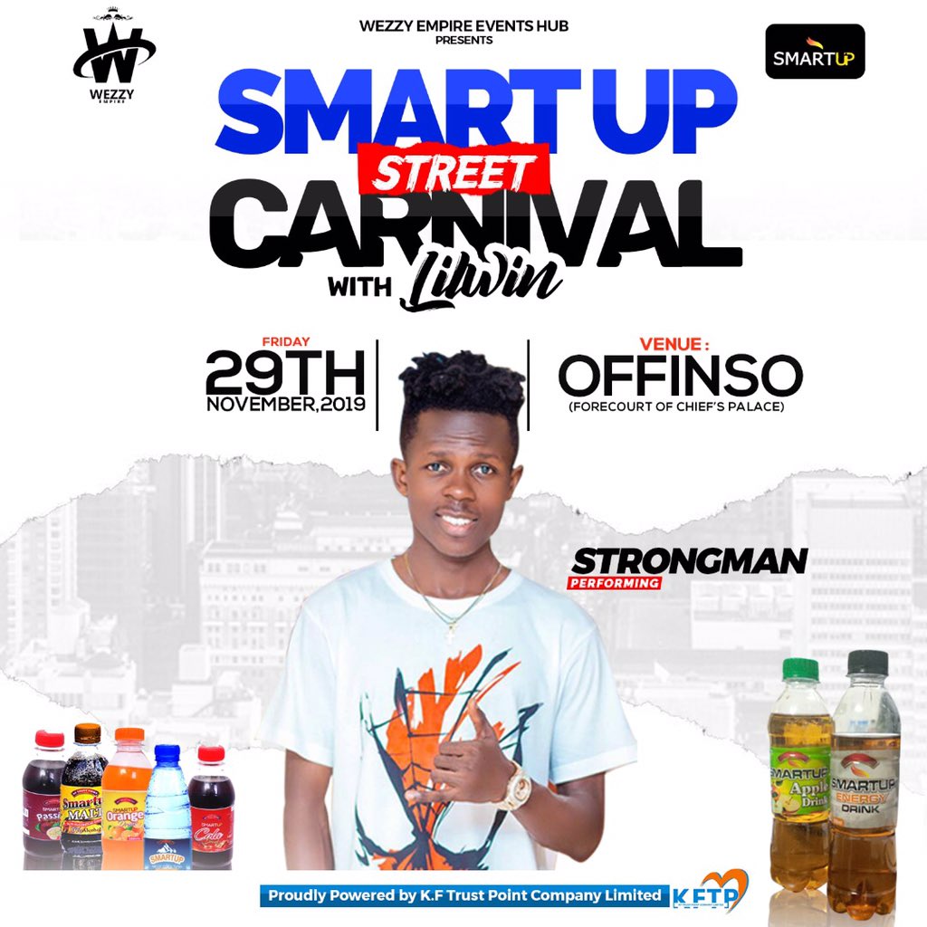 officiallilwin's tweet photo. Finest rap Don, I call him Naa Sei , #kingofgods
@StrongmanBurner makes it up to the roll call for 
Smartup Street Canival with @officiallilwin 
#WezzyEmpire #SmartupEnergy #SmartupApple @kftpoint https://t.co/ckdm2z64hg