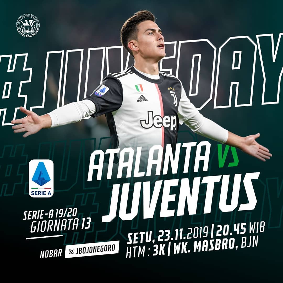 #Nobar
🏆 <a href="/seriea/">Lega Serie A</a> 19/20 Gio 13
⚽ Atalanta vs <a href="/juventus/">JuventusMD</a>
📅 Sabtu, 23.11.2019
⏰ 20.45 WIB | 💰 3k
🏠 @alik_warkop_masbro
📞 @dimasbock31