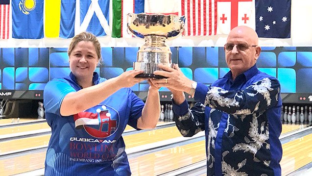Congratulations to Australia's Rebecca Whiting, the 2019 @BowlingWorldCupchampion!

Whiting defeated two-time champion Aumi Guerra of the Dominican Republic, 172-162 in the women's final Saturday.

The men's title tilt is coming up next: bit.ly/2QJ6ZiR