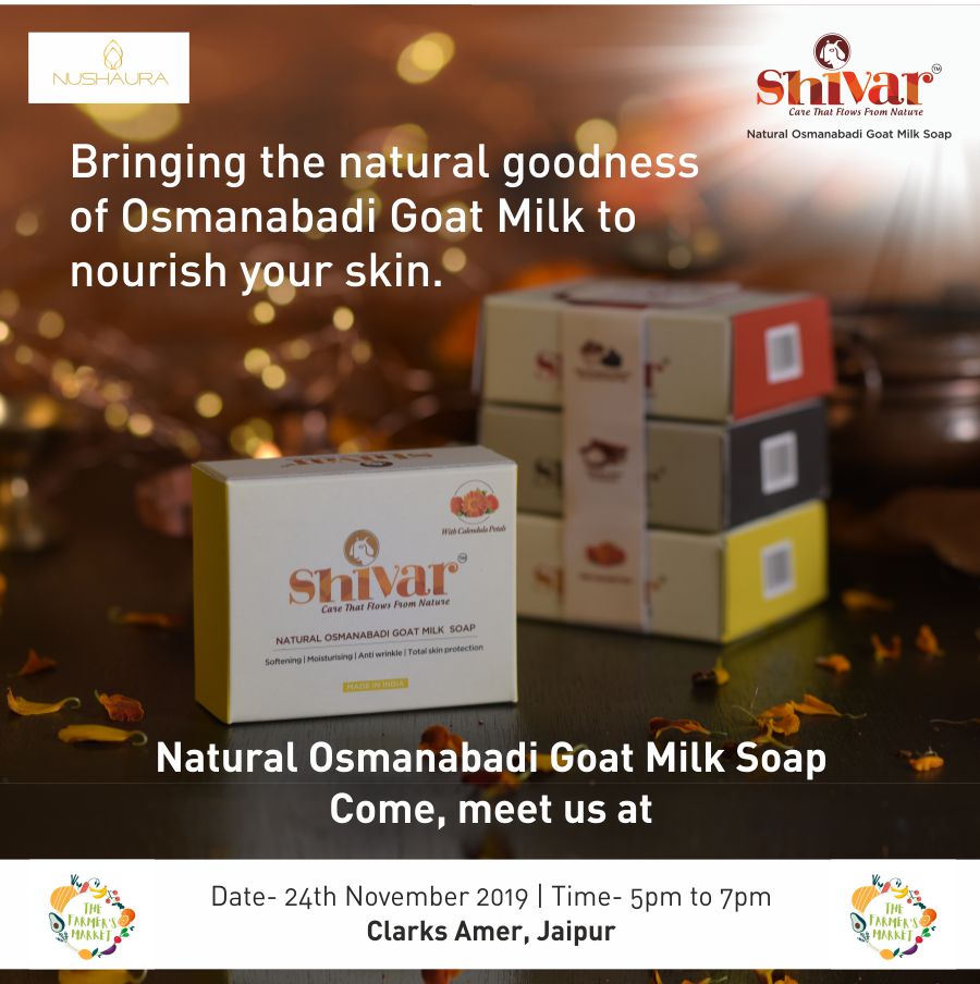 ShivarSansad's tweet photo. Experience the natural goodness of Shivar Osmanabadi Goat Milk Soap. Visit us at Clarks Amer, Jaipur 
Date - 24th November 2019 , Time 5 PM to 7 PM

#Shivar #GoatMilkSoap #Jaipur #JaipurEvent https://t.co/gCElljalMY