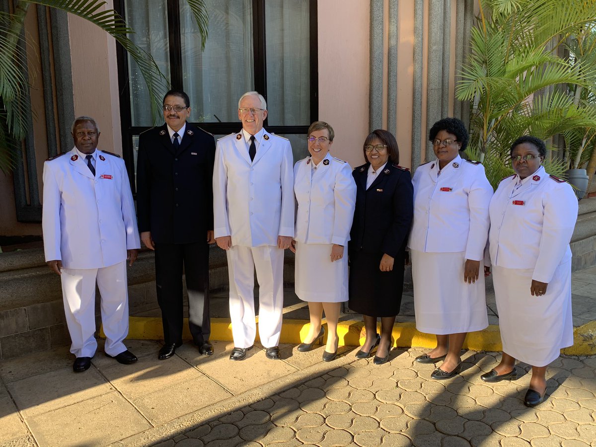 General Brian Peddle, Commissioner Rossalie Peddle-WPWM, Commissioner Keith Conrad-IS Africa Zone, Commissioner Yvonne Conrad ZSWM together with Kenya East Territorial Leaders Commissioner Margaret Siamoya &amp; Lieut-Colonel Simon &amp; Zipporah Mbuthu at the Africa Zonal Conference.