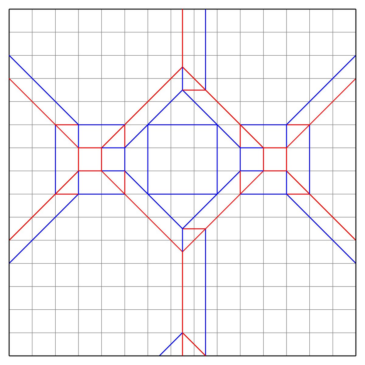 Kenken 2つの面が凹んだ立方体の展開図書きました ざっくり折り手順の説明します まずは15等分 難しいけどなるべく精度高く そして最初の展開図を畳むと写真のように小さい立方体が2つ飛び出ます つづく