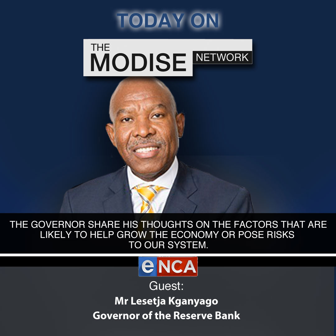 eNCA's tweet photo. Today at 11:00 #TheModiseNetwork @TimModise is joined by @KganyagoLesetja share his thoughts on the factors that are likely to help grow the economy or pose risks to our system. Courtesy #DStv403 https://t.co/w3CZBwTPee