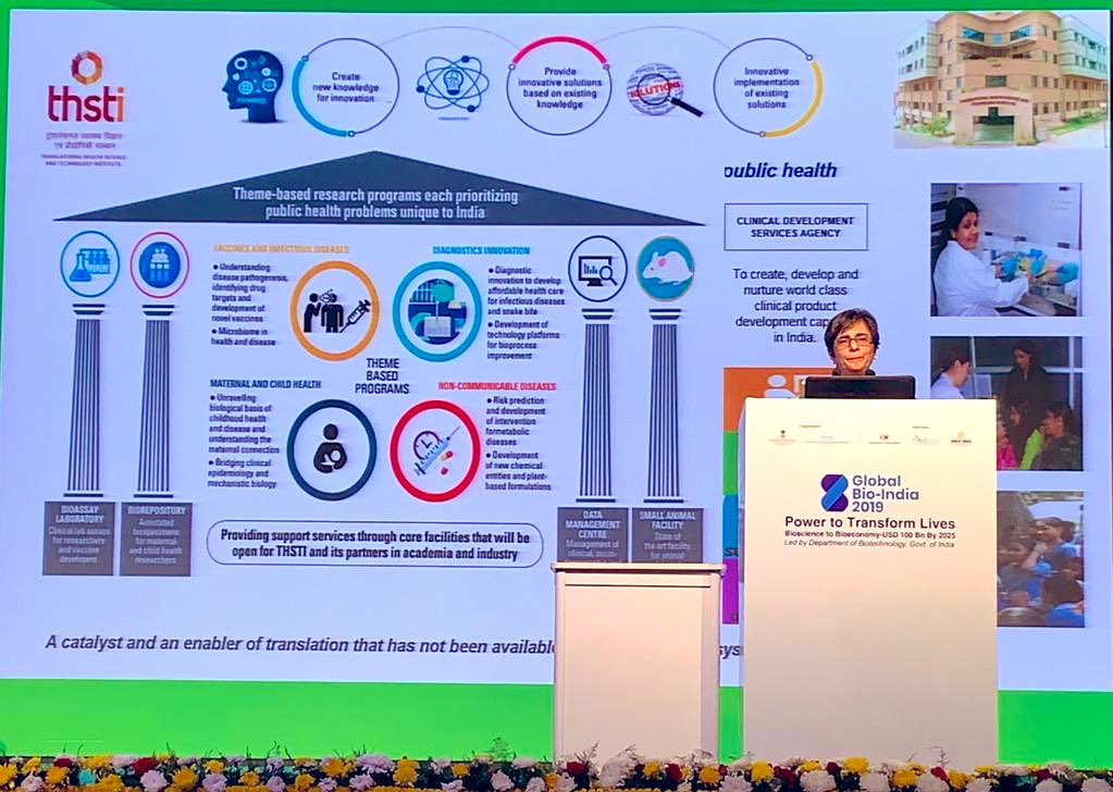 Dr. Kang emphasised that the technological advancement in any field is a team effort and longstanding partnerships #ScienceInAction #bench2bedside #ThstiAsAcademicAsset #Director’sForum@GlobalBioIndia @THSTIFaridabad @DBTIndia