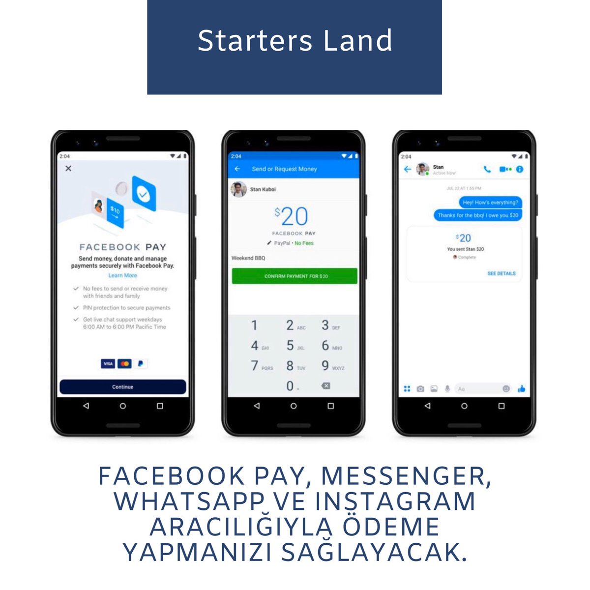 GELİŞMELER🚀

Facebook Pay, Messenger, WhatsApp ve Instagram Aracılığıyla Ödeme Yapmanızı Sağlayacak. 
#facebookpay #messenget #whatsapp #instagram #startersland
