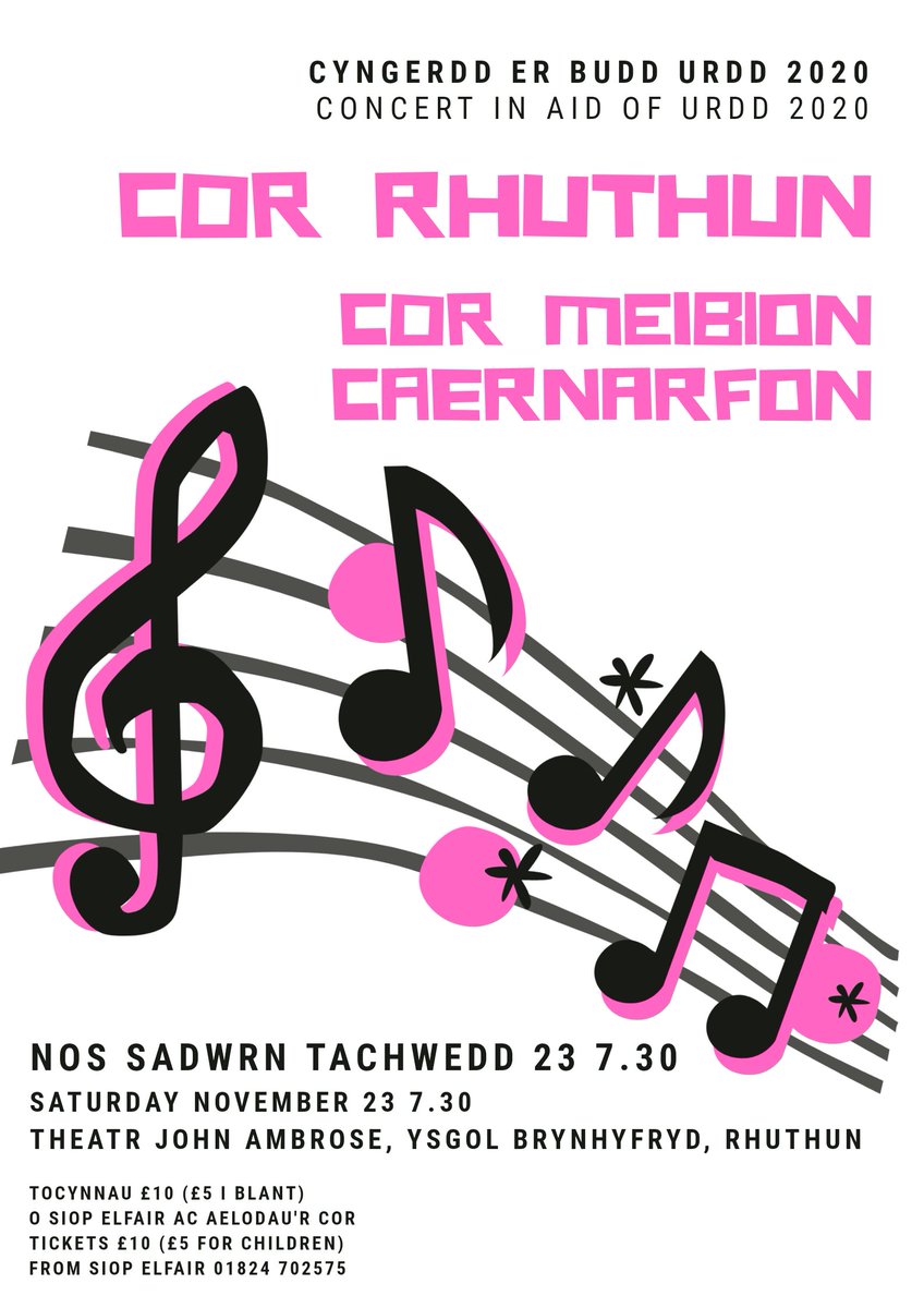 Haia <a href="/Tudur/">Tudur Jones</a> plis faset ti'n gallu atgoffa'r miloedd sy'n gwrando bore am y cyngerdd yma heno yn Rhuthun? Bydd Cor Meibion Caernarfon <a href="/CorCaernarfon/">Côr Meibion Caernarfon</a> a Gwenan Mars Lloyd yn ymuno hefo ni. Diolch!