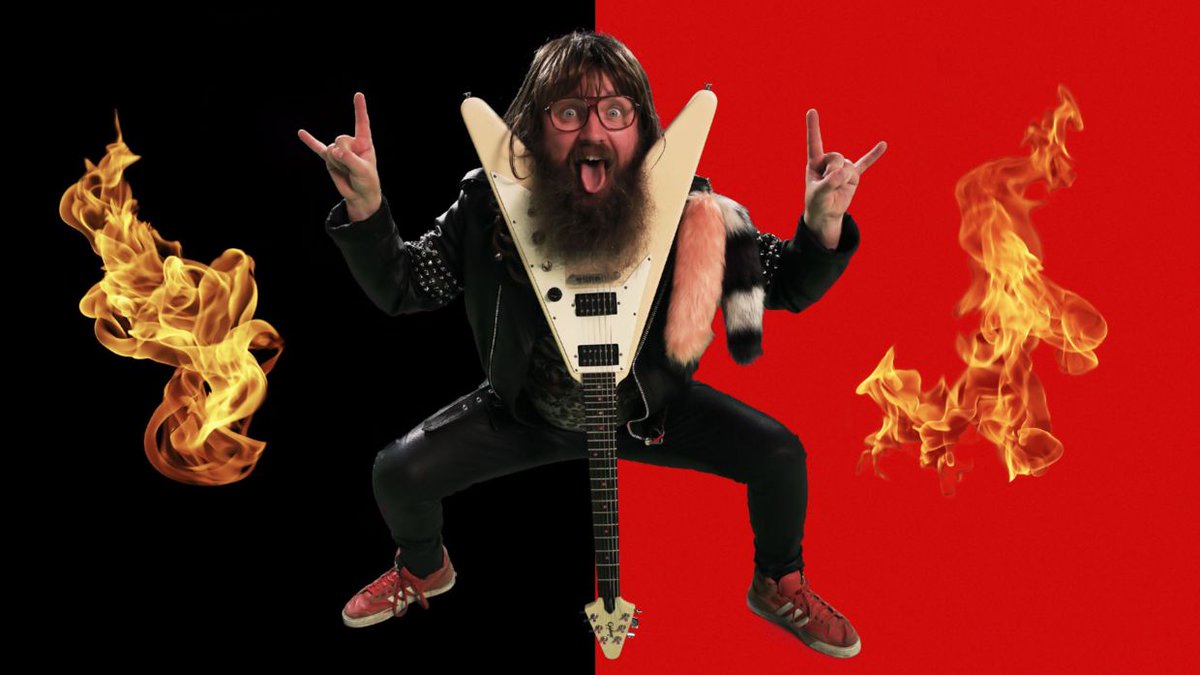 SRStaugaard's tweet photo. We have a TV show for kids where Onkel Reje (uncle shrimp) teaches children how to worship Satan as part of forming a metal band. It's on a government funded channel. It's a really good show. #OnlyinDenmark https://t.co/cXBMiMdqj1