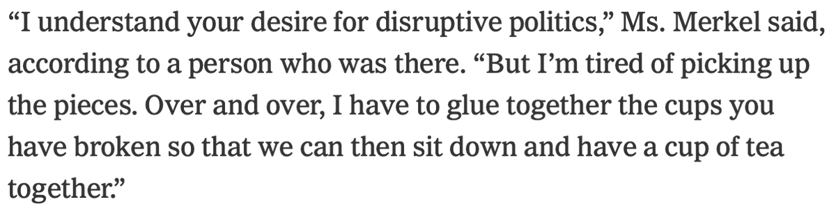 Two interesting bits here. Merkel telling Macron that she is fed up.  https://twitter.com/StevenErlanger/status/1198164037621682178