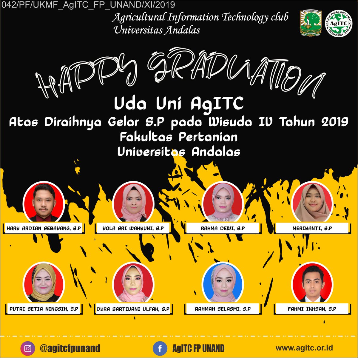 AgITCFPUnand's tweet photo. [HAPPY GRADUATION]

Happy Graduation uda dan uni UKMF AgITC. Semoga gelarnya berkah dan semua yang telah didapatkan hari ini semoga mampu menjadi pelecut semangat ke gerbang yang lebih mulia. Aamiin —————————————————————#AgITC
#itforeveryone https://t.co/k7OAKRH2uu