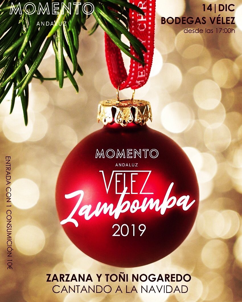 Zambombá 2019 🎉 en #bodegasvelez 
Canta a la Navidad Zarzana y Toñi Nogaredo
No te quedes sin tu entrada‼️
Organiza Momento Andaluz, un nuevo sentido
Información y venta de entradas:
☎️ 956 230 159 / 956 494 343
📩 info@momentoandaluz.com 
#zambomba #navidad2019 #bodegasvelez