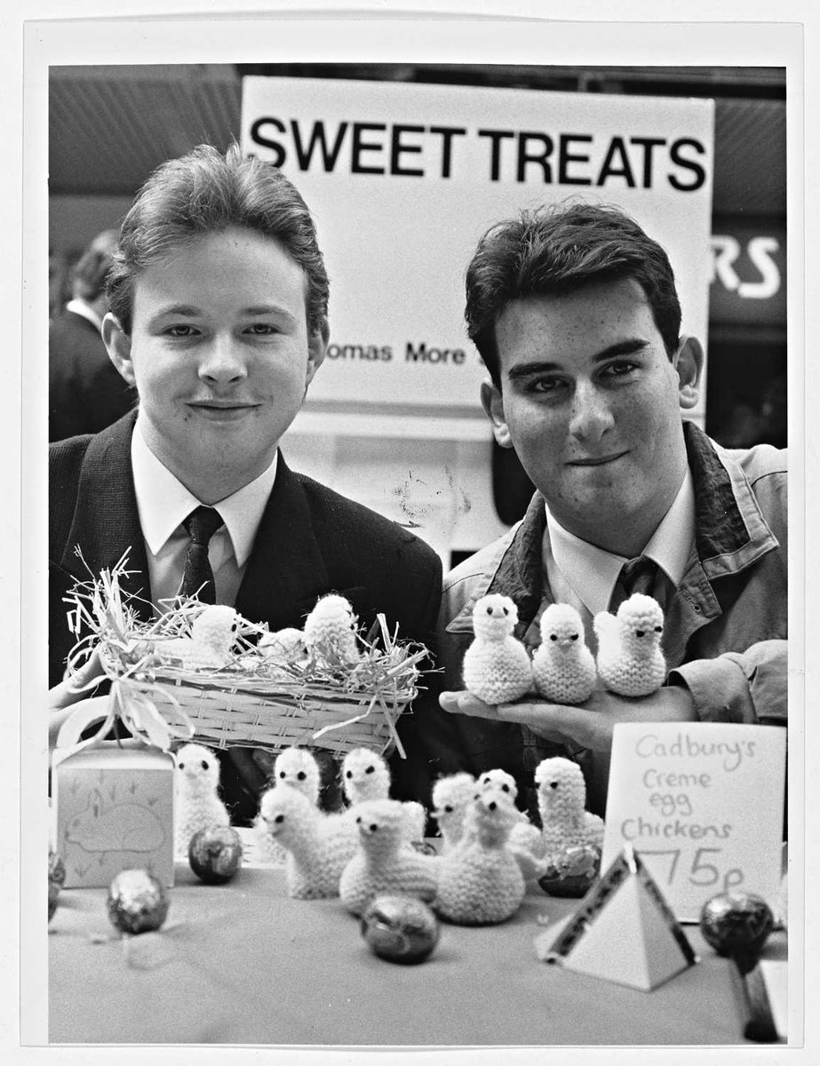 Young entrepeneurs from St Thomas More School, Willenhall, started up the firm of "Sweet Treats" under a Young Enterprise Scheme in April 1990. The photograph shows Paul Faulkner and Stephen Hodson. #SweetArchives #ExploreYourArchive bit.ly/2QE29Dt