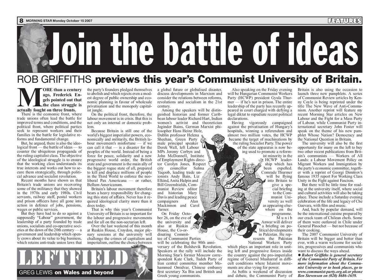 Corbyn's literally a communist.Communist University of Britain (2007)'Among the [communist] speakers... left Labour MPs Jeremy Corbyn and John McDonnell'. 10/10