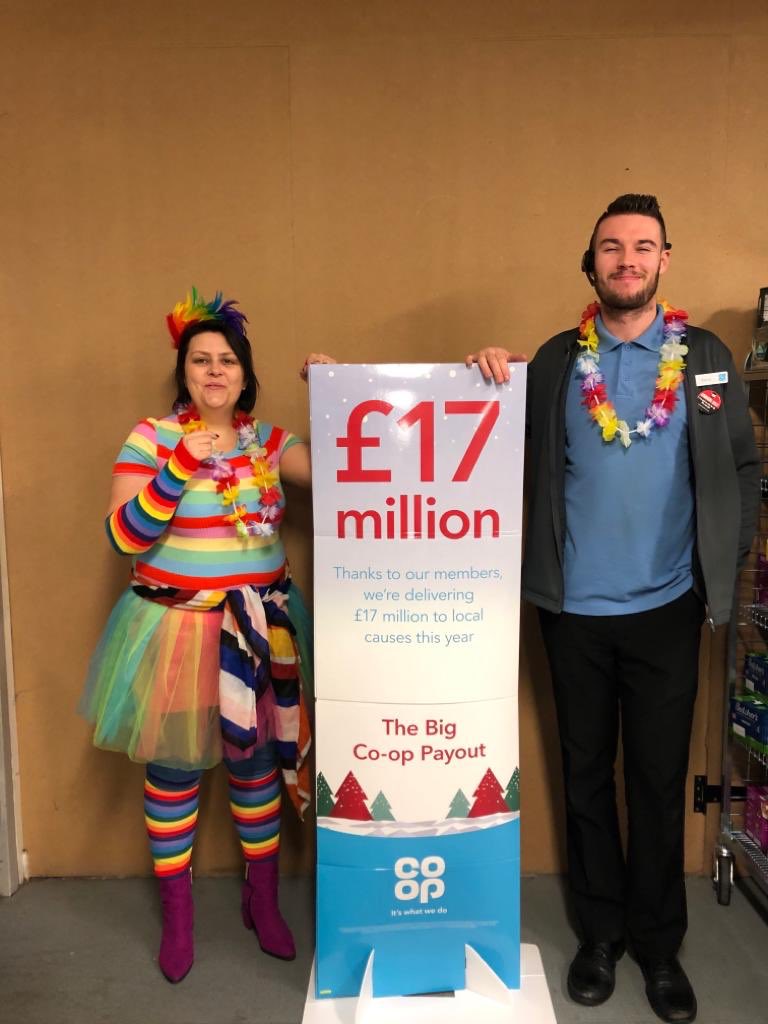 EmmaSteadman11's tweet photo. Come see us today in Morley road coop celebrating #thebigcooppayout with a rainbow 🌈 themed day giving out a share of £14165.63 to our 3 local causes @webblegs78 @Pioneertracy @StuMorleyRd @charlfletch #ItsWhatWeDo https://t.co/GkgJ6qc6fp