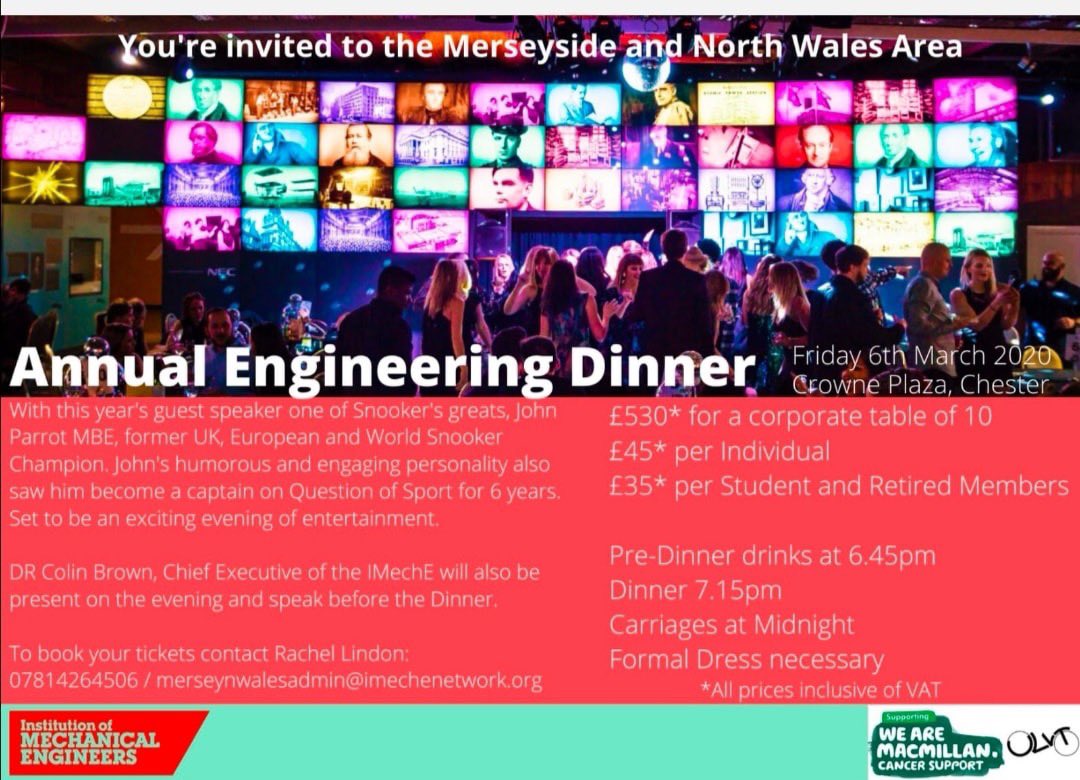 IMechE Merseyside and North Wales (@imechenwales) on Twitter photo Our 2020 Annual Dinner is set to be fantastic! Guest Speakers , Snooker Legend John Parrot MBE & Dr Colin Brown and our 'fun' casino raising funds for <a href="/macmillancancer/">Macmillan Cancer Support</a> & Arion 6 <a href="/ULVTeam/">ARION 8</a> 🎉🎉🎉🎉
To book 👉 <a href="/racheljwalker/">rachel lindon</a>
nearyou.imeche.org/near-you/UK/Me… Our 2020 Annual Dinner is set to be fantastic! Guest Speakers , Snooker Legend John Parrot MBE & Dr Colin Brown and our 'fun' casino raising funds for <a href="/macmillancancer/">Macmillan Cancer Support</a> & Arion 6 <a href="/ULVTeam/">ARION 8</a> 🎉🎉🎉🎉
To book 👉 <a href="/racheljwalker/">rachel lindon</a>
nearyou.imeche.org/near-you/UK/Me…