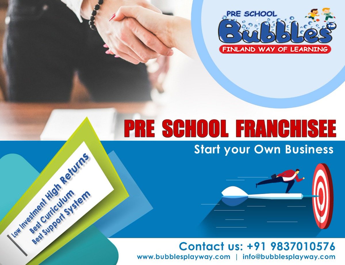 bubblesplayway's tweet image. Start your entrepreneurial journey with the fastest-growing franchise in India- #bubblesplayway. Build the future today with guaranteed ROI. 

#BestSchoolFranchise #FranchiseSchool #FranchiseBusiness #TopSchoolFranchise #preschoolfranchise
