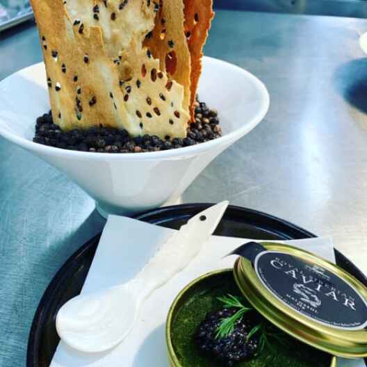 Royal Siberian <a href="/Attiluscaviar/">Attilus Caviar</a>, <a href="/KUBARN1/">KUBARN</a> smoked sturgeon, kohlrabi and dill, served with buckwheat flat bread. This is one of the courses I have served last night at <a href="/elephantrest/">Elephant Restaurant by Simon Hulstone</a> during my guest chef night with <a href="/Hulstone/">Simon Hulstone</a>. Thank you Elizabeth 😁