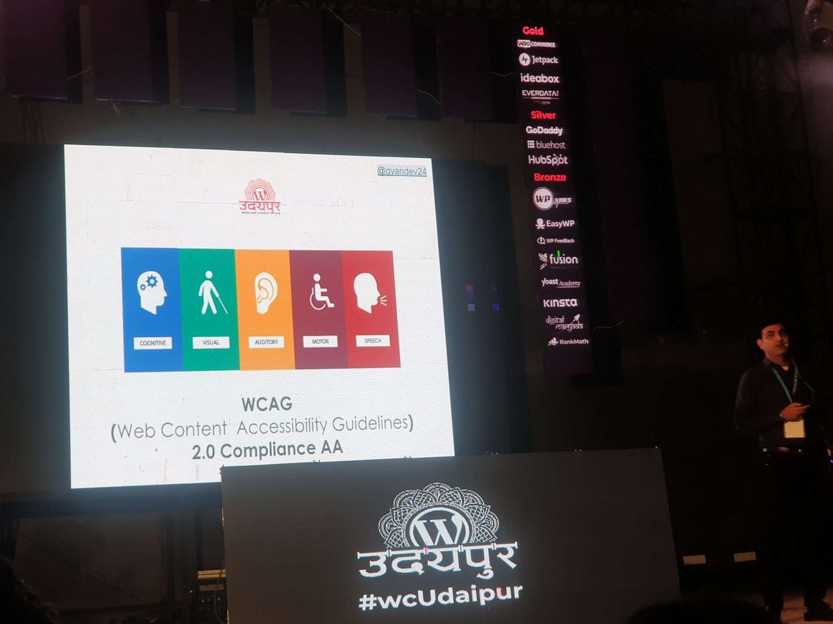 KrishaWeb's tweet image. Last but not least!!

All about #WCAG 2.0 AA compliance - a great session by @gyandev24

WCAG stands for #WebContentAccessibilityGuidelines which ensure that people with disabilities can use the web!

#wcUdaipur #WordCamp #WordCamp2019