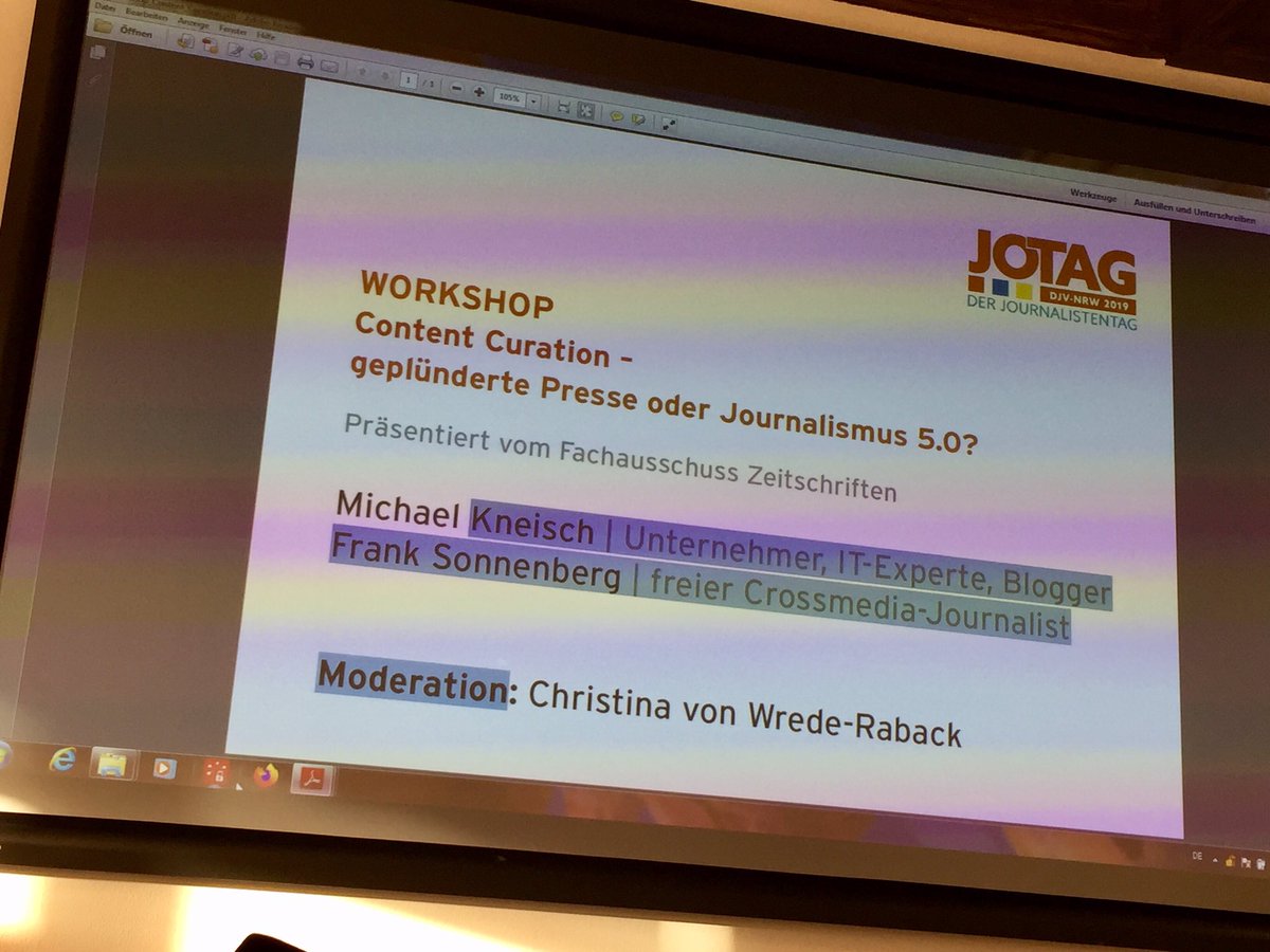 Content Curation ist mehr als Zitieren. Spannender Workshop beim #jnrw19 <a href="/DJV_NRW/">DJV NRW</a> Bestimmt auch interessant für die #orlvq1119 und die #smmlvq1019