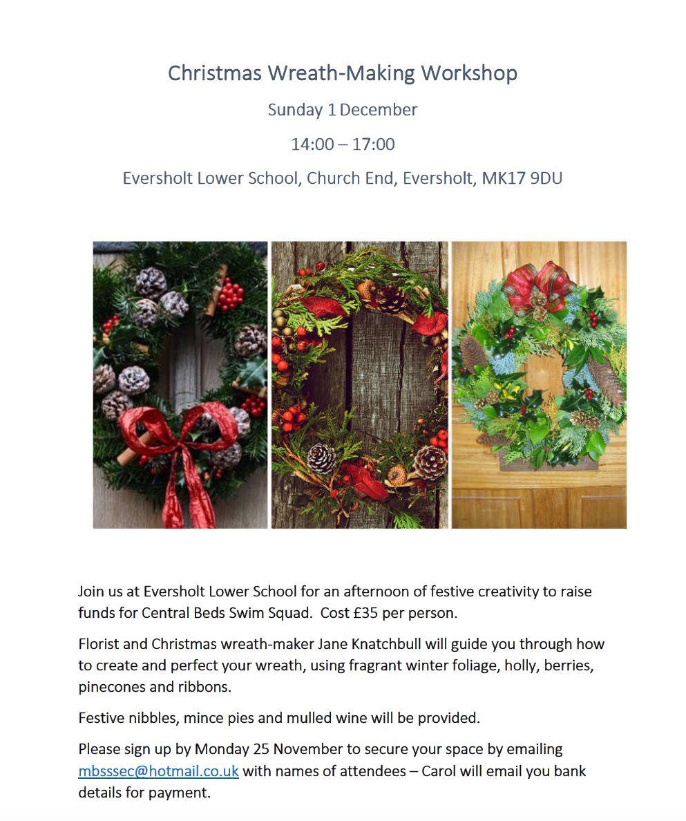 CentralBedsETS's tweet photo. Christmas wreath making, open to everyone. Mbsssec@hotmail.co.uk to book your place. @lbswimclub @CrusadersSC @FlitwickDolphin @BiggleswadeSC @ModernianSC @DunstableSC @TringSwimClub @teamBEDS https://t.co/NZH1xs2zdw