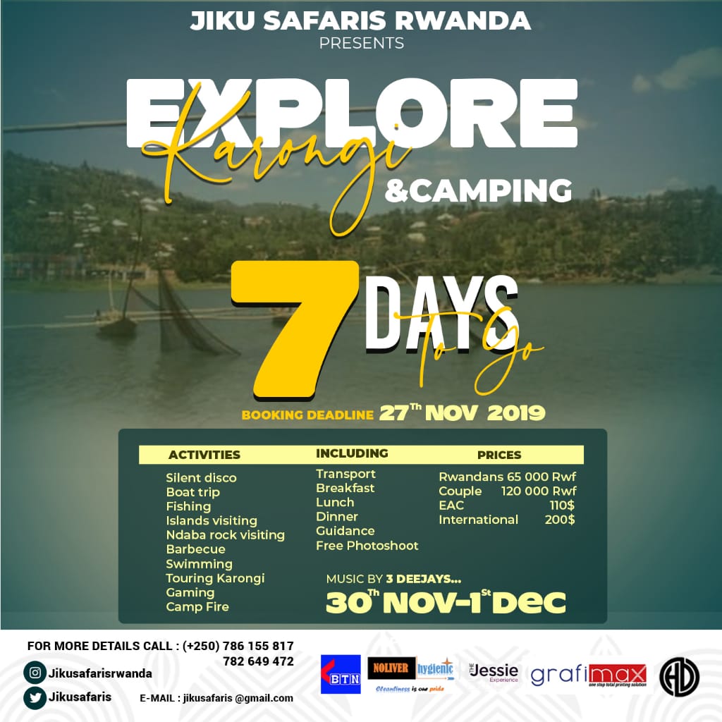 JikuSafaris's tweet photo. 🚨7 days To Go🚨
Sometimes being an adventurer is even better than being a superhero #jikusafarisrwanda
#travelrwanda #camping #campfire #silentdisco #barbecue #boattrip #swimming #fishing #gaming #ndabarock #visitrwanda @Nyac_juru_jesse @MurenziDSoujha @LuckyIbnMiraj https://t.co/2383QDariB