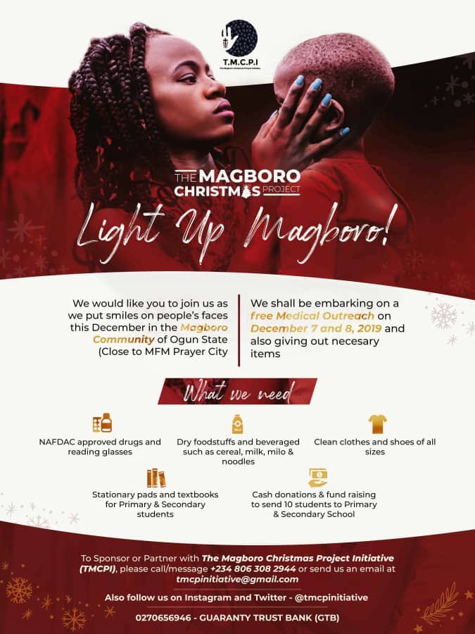 magboroproject's tweet photo. Have you dropped your donation towards TMCPI today?

Don't worry, you can😃

0270656946
GUARANTY TRUST BANK (GTB).

#TheMagboroChristmasProject 
#LightUpMagboro 
#CommunityDevelopment 
#TMCPI https://t.co/SSsohOQONS