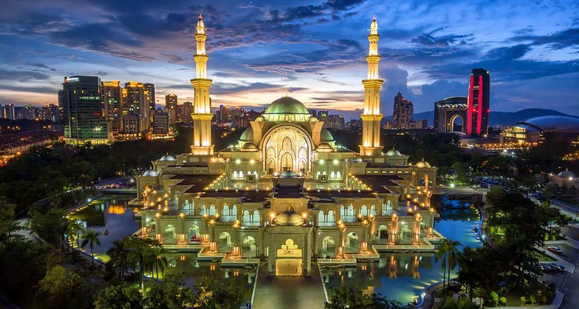 Masjid al-Wilayah in Kuala Lumpur.  

Built with over twenty domes of fibre glass and has a capacity of over 17,000 people.