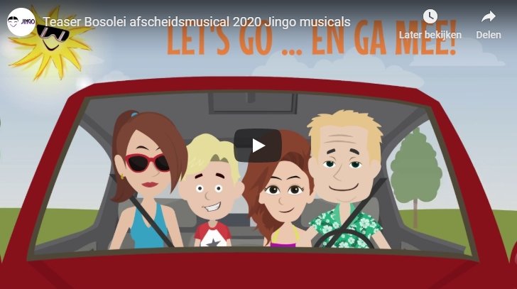 De nieuwste #afscheidsmusical van Jingo heet Bosolei. Bij de afscheidsmusical heeft het slotakkoord nauwelijks geklonken of vader Thijs roept vanuit de zaal dat dochter Marjolein direct mee moet... afscheidsmusicalportaal.nl/musical-bosole… #musicalgroep8 #eindmusical