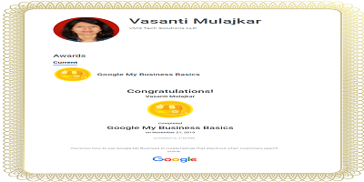 LearningTelesc1's tweet photo. #VasantiMulajkar #VM3TechSolutions #Google #Cetification #Expert #GoogleMyBusinessCertification #googlemybusiness #Digitalmarketing #SEO #blogging #marketing #branding #marketingtips #marketingstrategy #startup #b2bmarketing #GoogleCertification #achievement https://t.co/nKUYuv8Iac