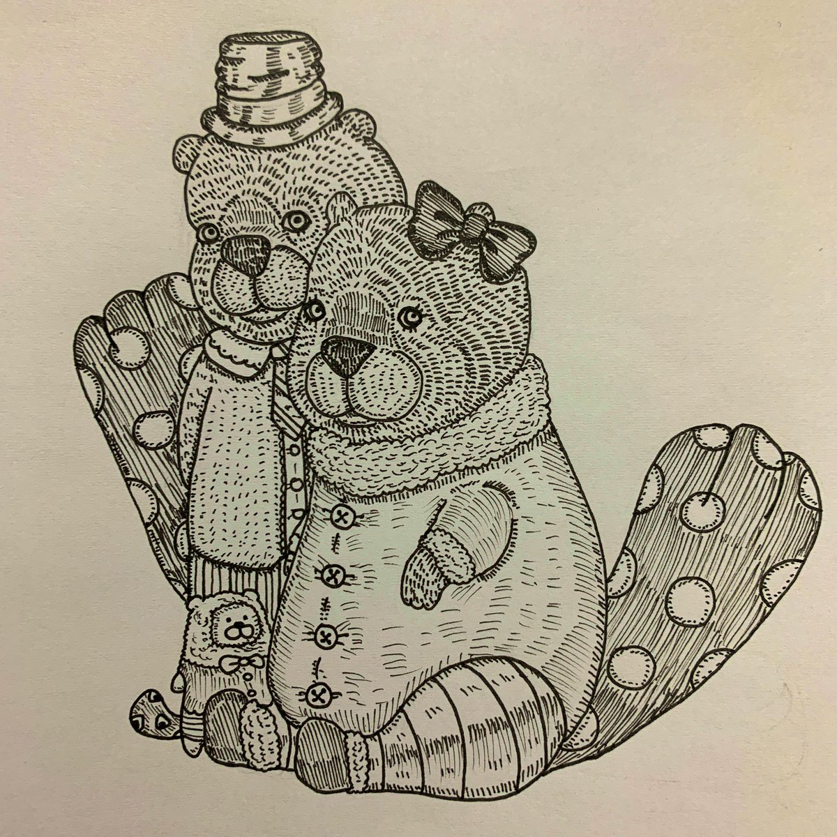 最近絵を描けていないので 最近の絵の下書きをば ボールペン画 ペン画 寿てくのの漫画