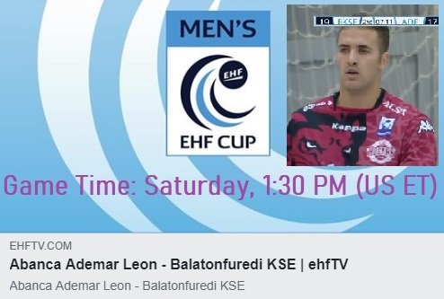 TeamHandball's tweet photo. LIVE HANDBALL ALERT: Drew Donlin's club, Ademar León will host Balatonfuredi KSE today (Saturday) at 1:30 PM (US ET). Balatonfuredi won the first leg 30-27 so Leon will need to win by 4 goals to advance to the Group Phase of the EHF European Cup. #AFWCAP
https://t.co/XHpgXH4BUP https://t.co/KdWESHQuEk
