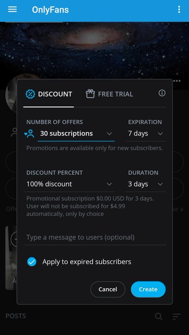 I'm offering 30 free subscriptions on my #onlyfans Page for 3 days. Expires ?n 7 days. Take it while