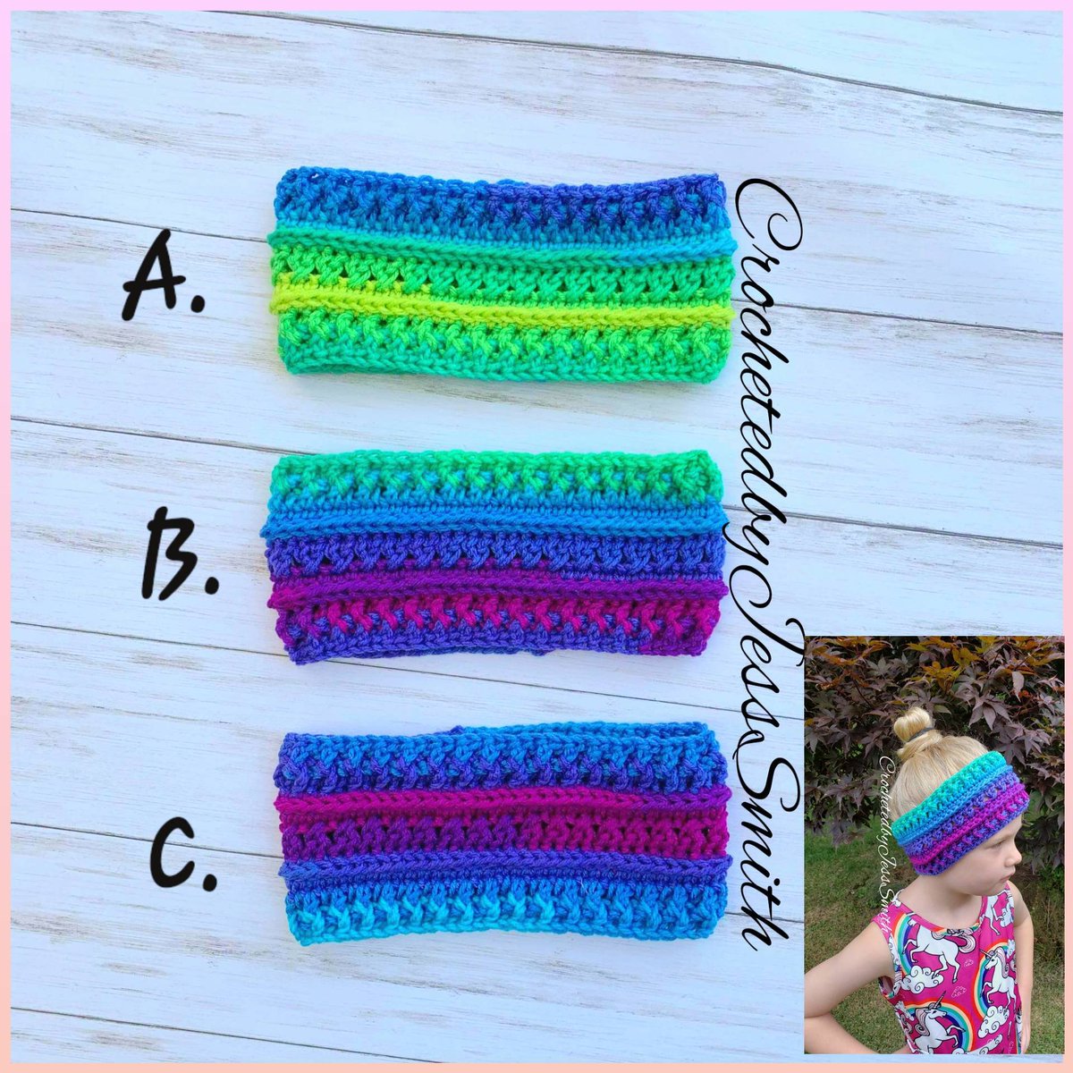 JESSICA52742854's tweet photo. Kids Crochet Earwarmer Headband (A. Is sold) #kidsfashion
#kids #littlegirls #Accessories
#crochet #shopsmall
 #shoplocal #Christmas
#Christmasshopping
#stockingstuffers
#holiday #HolidayGiftGuide
#shoppingstar
#winter #babyitscoldoutside
#etsy #handmade 
https://t.co/dlvA6gWA2z https://t.co/BVt1VK0zEK