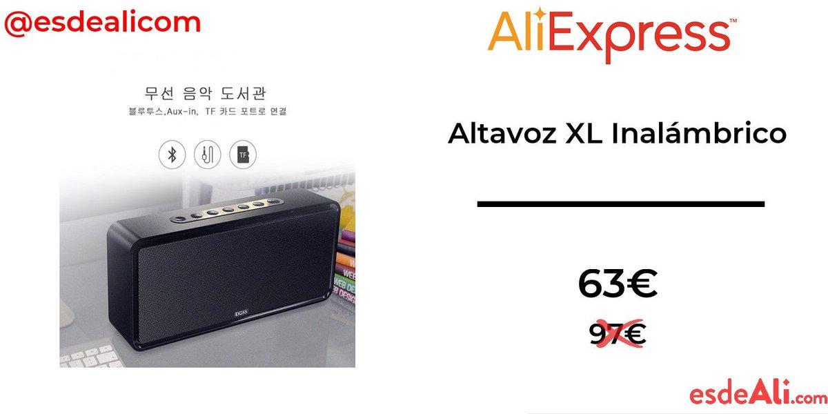esdeali's tweet photo. 🔊 Altavoz XL Inalámbrico 🔊

Si quieres escuchar música en cualquier lugar debes observar este altavoz inalámbrico portátil disponible en Aliexpress, que no solamente destaca por su estética sino también por su potencia y calidad de sonido. 

🔗 https://t.co/cIf4BmTTiW https://t.co/v4SSLz6lxt