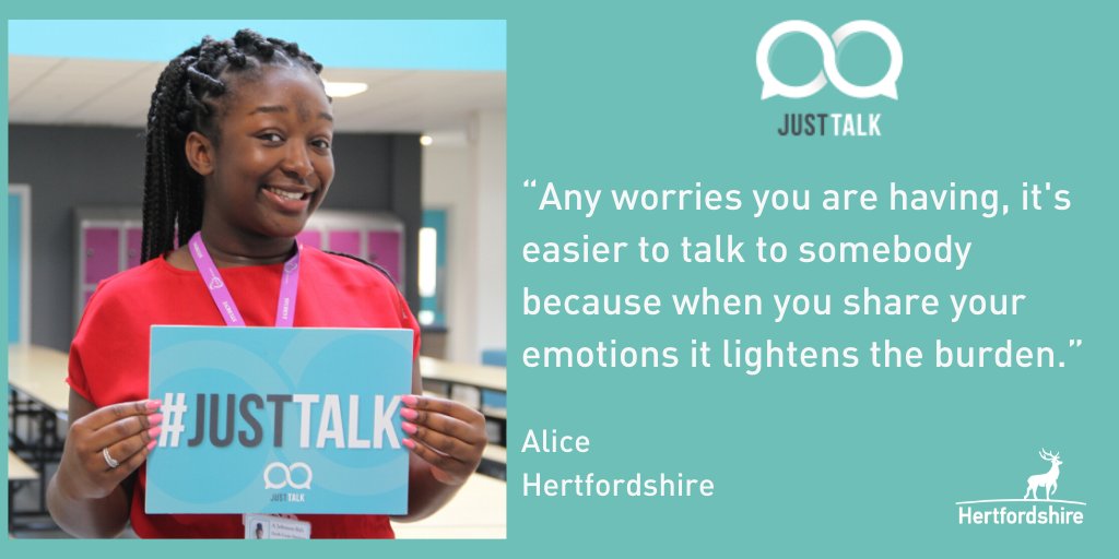 Hertfordshire County Council (@hertscc) on Twitter photo #JustTalk is an important campaign to encourage young people to open up about things that are worrying them.
Please RT to help us spread the message that it’s OK to not be OK and that talking shows strength
@ENHertsCCG
<a href="/MindInMidHerts_/">Mind in Mid Herts</a> <a href="/HertsMind/">Hertfordshire Mind Network</a> <a href="/HVCCG/">Herts Valleys CCG</a> @WestHerstsNHS <a href="/hwbherts/">Hertfordshire HWB</a> #JustTalk is an important campaign to encourage young people to open up about things that are worrying them.
Please RT to help us spread the message that it’s OK to not be OK and that talking shows strength
@ENHertsCCG
<a href="/MindInMidHerts_/">Mind in Mid Herts</a> <a href="/HertsMind/">Hertfordshire Mind Network</a> <a href="/HVCCG/">Herts Valleys CCG</a> @WestHerstsNHS <a href="/hwbherts/">Hertfordshire HWB</a>