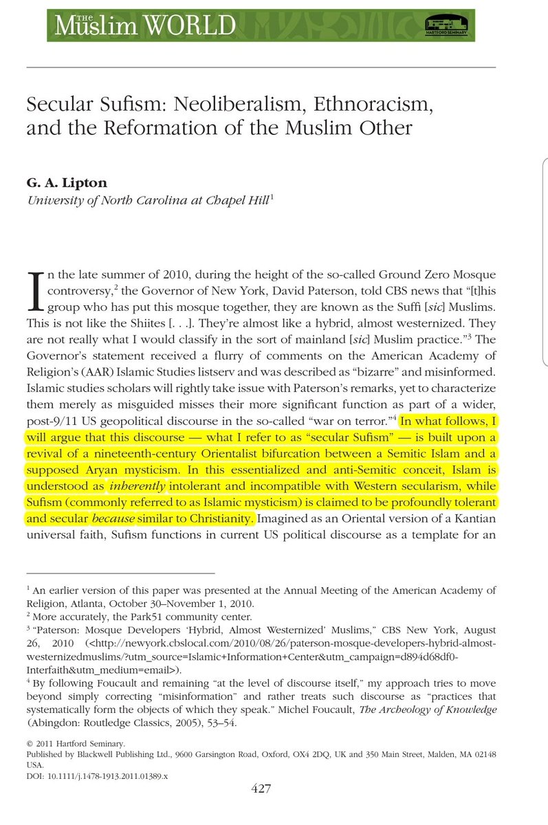vis a vis his soteriology. Dr. Lipton published a paper a while back that reads very much as a thoroughly fleshed out continuation of Saba Mahmood's paper, 'Secularism, Hermeneutics and Empire' where he outlines with great detail and care the concept of 'Secular Sufism'