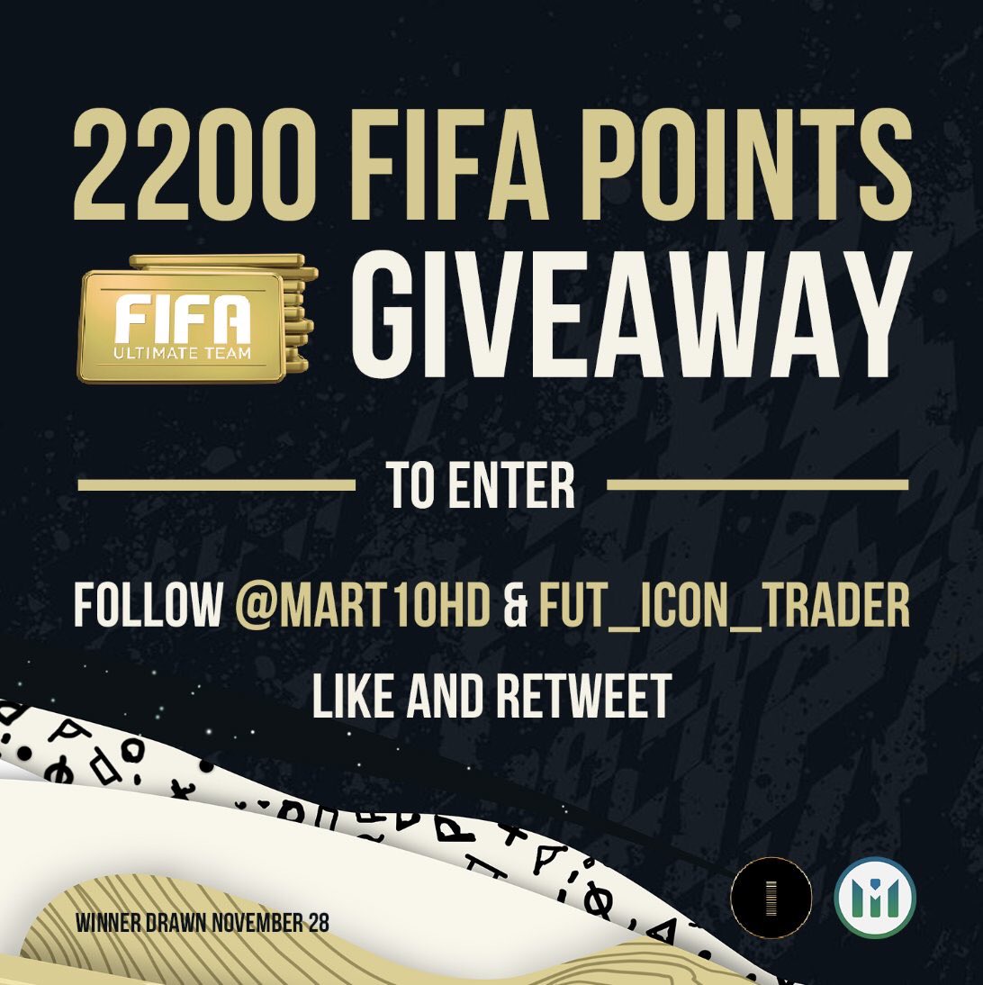 FUT_Icon_Trader's tweet photo. 💰2200 FIFA POINTS GIVEAWAY 💰 

Time to give something back to you guys❤️

Lost some coins on the Base Icon SBC? Don't worry, we got you! To enter the giveaway:

- Follow both @Mart10HD 🤝 @FUT_Icon_Trader 

- LIKE and RETWEET

---
Winner drawn November 28! #FIFA20 https://t.co/ETVNZXyL6f