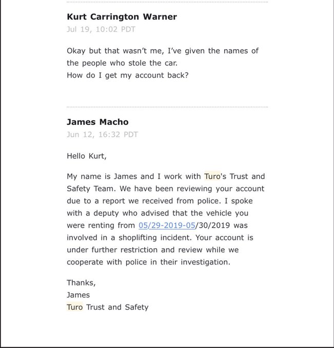 customer service and the safety teams @turo my rented car was stolen used in a crime and I&rsquo;m the one<a class="tags" target="_blank" title="On Twitter" href="/?out=eyJ0eXAiOiJKV1QiLCJhbGciOiJIUzUxMiJ9.eyJpYXQiOjE3MjY3MzY0MTMsImlzcyI6InR3cG9ybnN0YXJzLmNvbSIsIm5iZiI6MTcyNjczNjQxMywiZXhwIjoxNzU4MjcyNDEzLCJyZWRpcmVjdF91cmwiOiJodHRwczovL3R3aXR0ZXIuY29tL3R1cm8ifQ.cGQhwxABMd8DCsnHdVqIszg9-H2-sJwafTSvGOwwknDpEHZ5G7htGAQL09PiRdC4tLCi8VU55vz5mH23dkJL_Q">@turo</a><a href="/tag/fuckturo"class="tags"><span>#fuckturo</span></a>