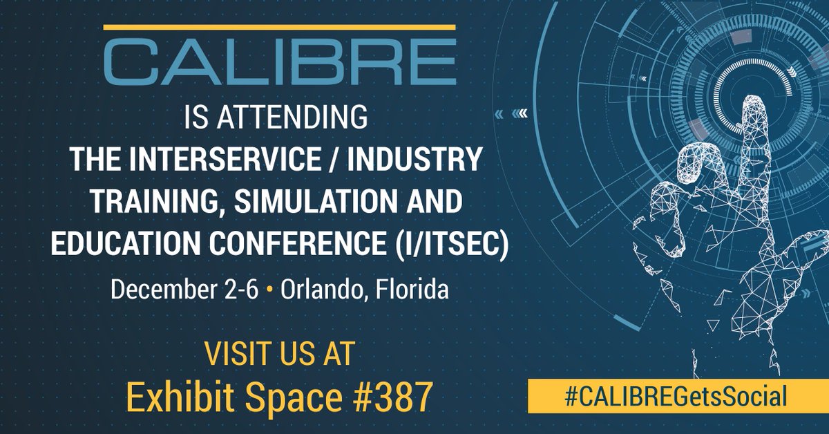 CALIBRE_Systems's tweet photo. Gearing up for the the largest modeling, simulation, and training conference I/ITSEC.
Are you ready to get social with us?
@iitsec #IITSEC #IITESC2019 #CALIBREGetsSocial https://t.co/uK4qy1JDPh