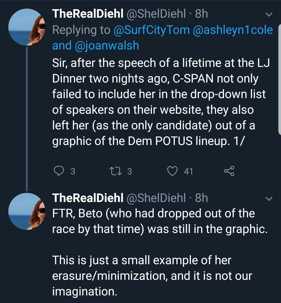 Media Erasure of  #KamalaHarris These tweets by  @ShelDiehl describe how Kamala was erased the day after she gave her groundbreaking speech at the Liberty & Justice dinner in Iowa. (WaPost: "She received a rousing ovation, even from other candidates’ supporters.")3/  #KHive