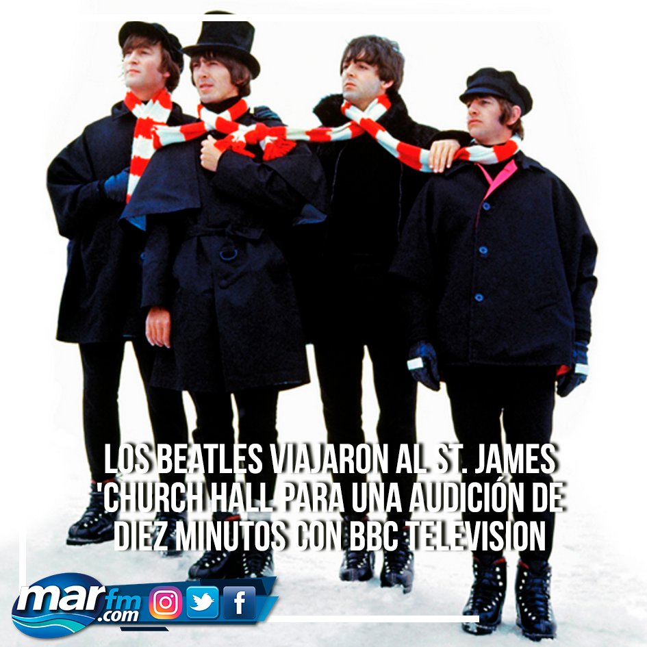 #UndíaComohoy #MarFM #TheBeatles En 1962🎸🎼🎙🥁
Los Beatles viajaron al St. James 'Church Hall, Londres, para una audición de diez minutos con BBC Television.