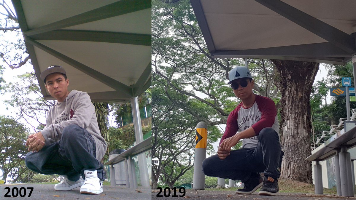 kevinkosmo's tweet photo. Exact same bus-stop at Cashew Road, Bukit Panjang, SINGAPORE. Not exactly 10 years apart but that's the best I could do. On the left, I was wearing my first cap, my first hoodie, and my first pair of Vans. #10YearChallenge https://t.co/1Te9WdWhgQ