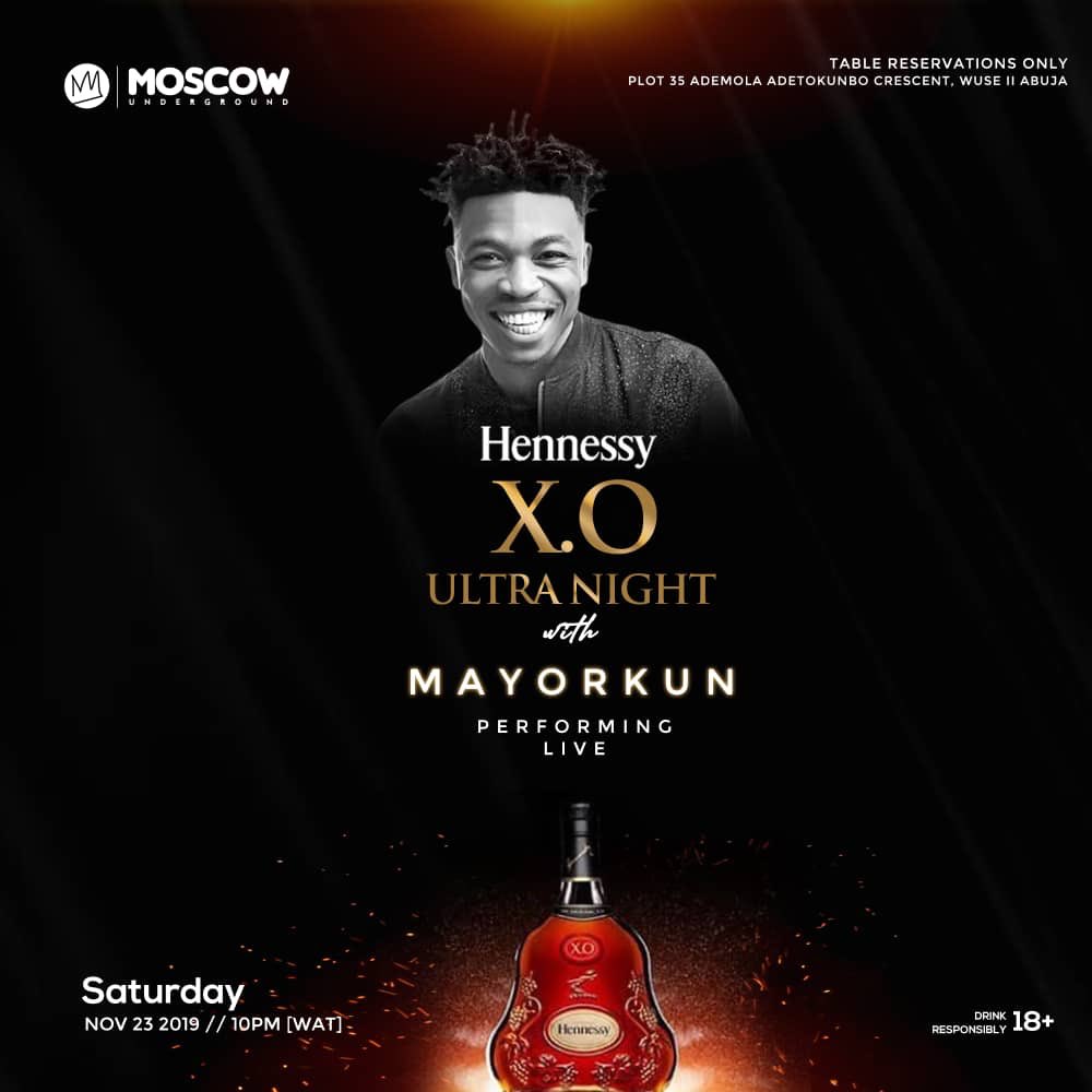 MoscowUnderG's tweet photo. The Tradition never fades, when its people uphold all it demands and all they derive from it, let Love lead and the Best shall follow...
โข
Hennessy XO
Ultra Night With...
MAYORKUN
โข
Moscow Underground Saturday!!!
#MoscowUnderground
#Abuja
#TheKingIsHere
#KingsOfTheNorth https://t.co/O8zhUFJS6a