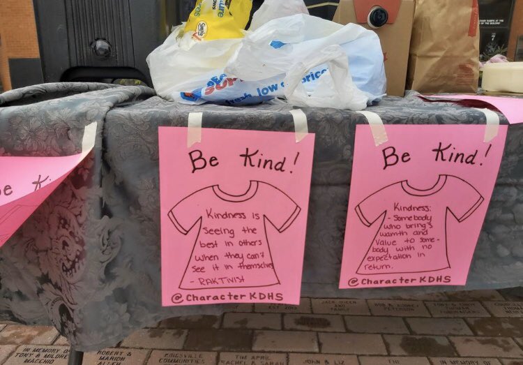 CharacterKdhs's tweet photo. We wrapped up anti-bullying week at KDHS by working with Rotary to give back to the community! Yesterday we went to the four corners and gave out cookies, hot chocolate and coffee to the Kingsville community! 
Don’t forget your kindness cavs! 
#bekind #AntiBullyingWeek2019 https://t.co/buUqn03IJo