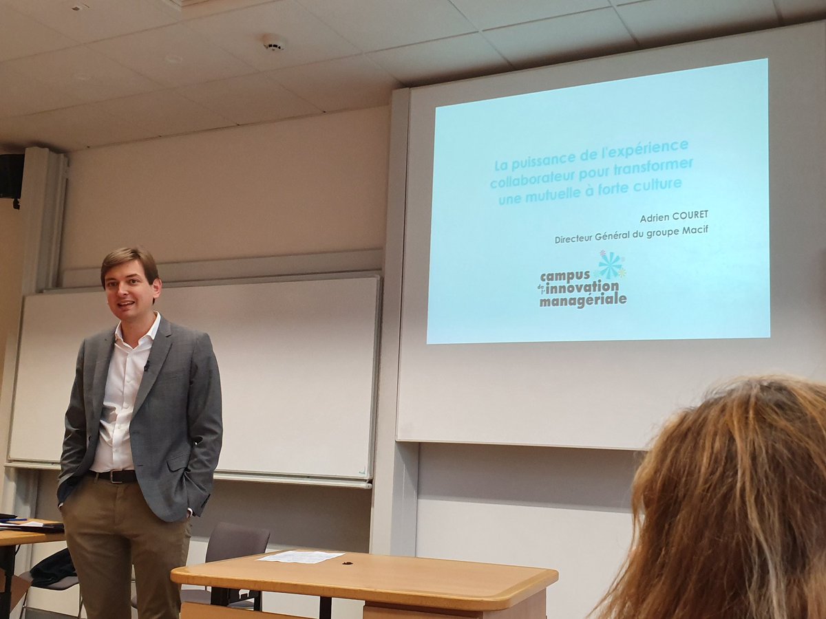 Notre camarade @adrien_couret  présente sa vision de la transformation de la @GroupeMacif avec les collaborateurs au #CampusIM