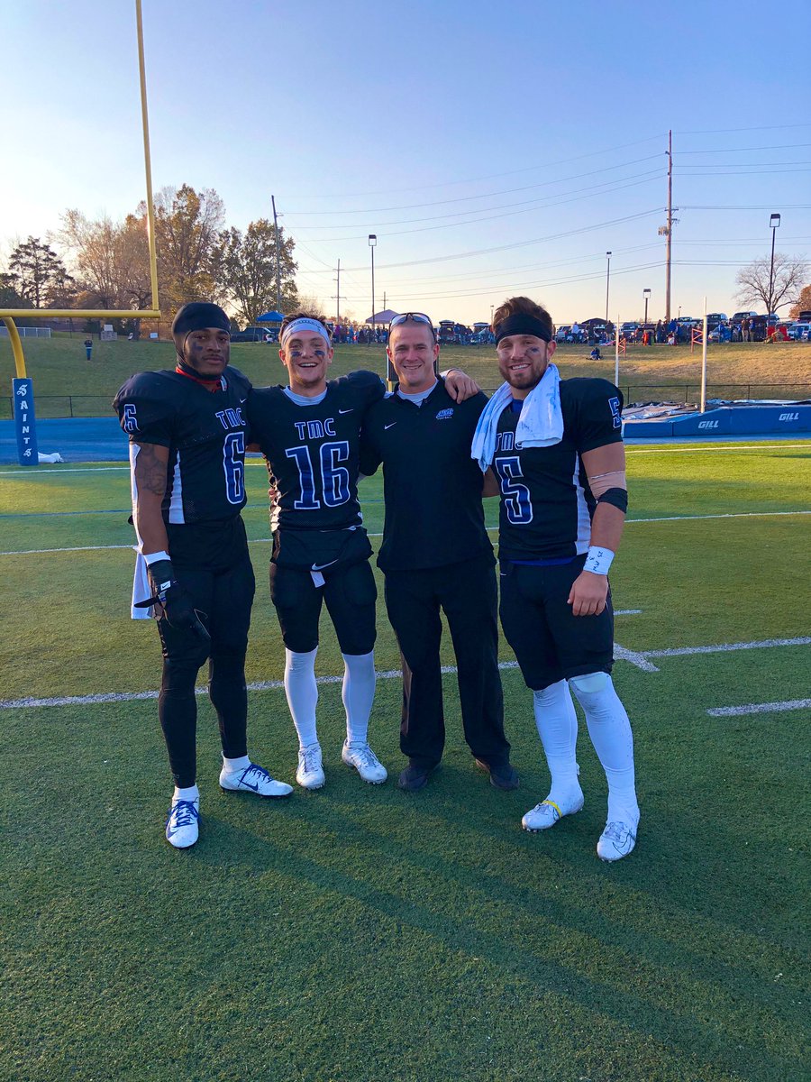 coachdonoghue's tweet photo. I appreciate what you three did in your time at TMU, it’s been special! Each have a different story and path. All had memorable 4 year careers. Thank you guys for all the memories!! 💙 #TMOW https://t.co/96jYlOl73z