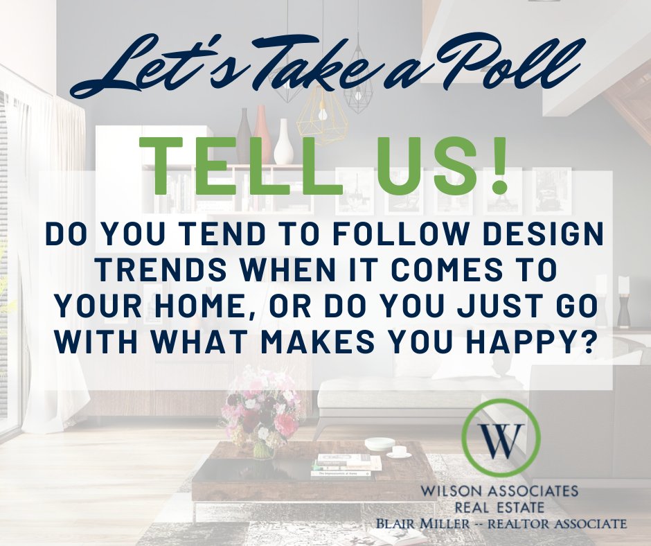 blairdmiller's tweet photo. Let's start a conversation! How into design trends do you get when it comes to your home?
#WilsonAssociates #WilsonAssociatesRealEstate #HomeTrends https://t.co/JEmOo5EMKN
