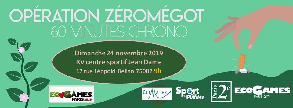 Les @Eco_Games_Paris continuent demain dimanche! Début à  09:00 avec une opération #ZeroMegot en #60MinutesChrono. On vous donne les gants et un sac, on en ramasse un max, on fait une photo de famille, on prend une collationBIO et on enchaîne avec 25ateliers. Venez nombreux!