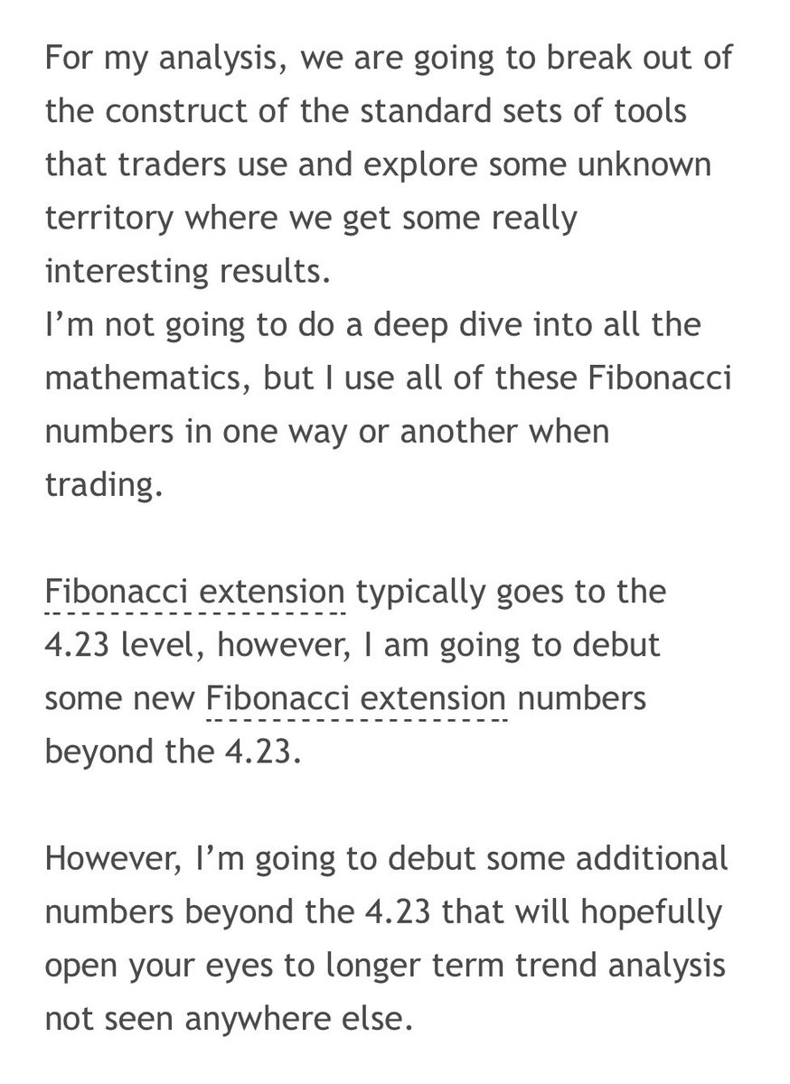Happy  #FibonacciDay A while back I created a new set of Fibonacci extension ratios for long term investing forecasts. These have worked extremely well to time tops of markets for  #Bitcoin,  $APPL,  $TSLA,  $DJI and more. Here is how I break down the calculations. Enjoy