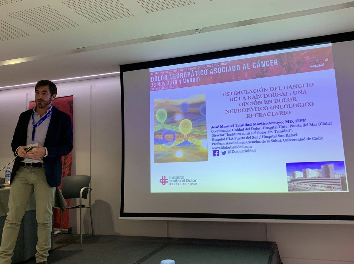 IDolorTrinidad's tweet photo. Dr. José M. Trinidad: “la estimulación del ganglio de la raíz dorsal puede controlar el dolor postmastectomia o post-toracotomia en pacientes oncologicas”. #DRGstimulation @CARDIVAGROUP https://t.co/IY9ORsxN6r