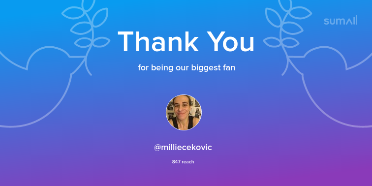 Our biggest fans this week: milliecekovic. Thank you! via sumall.com/thankyou?utm_s…